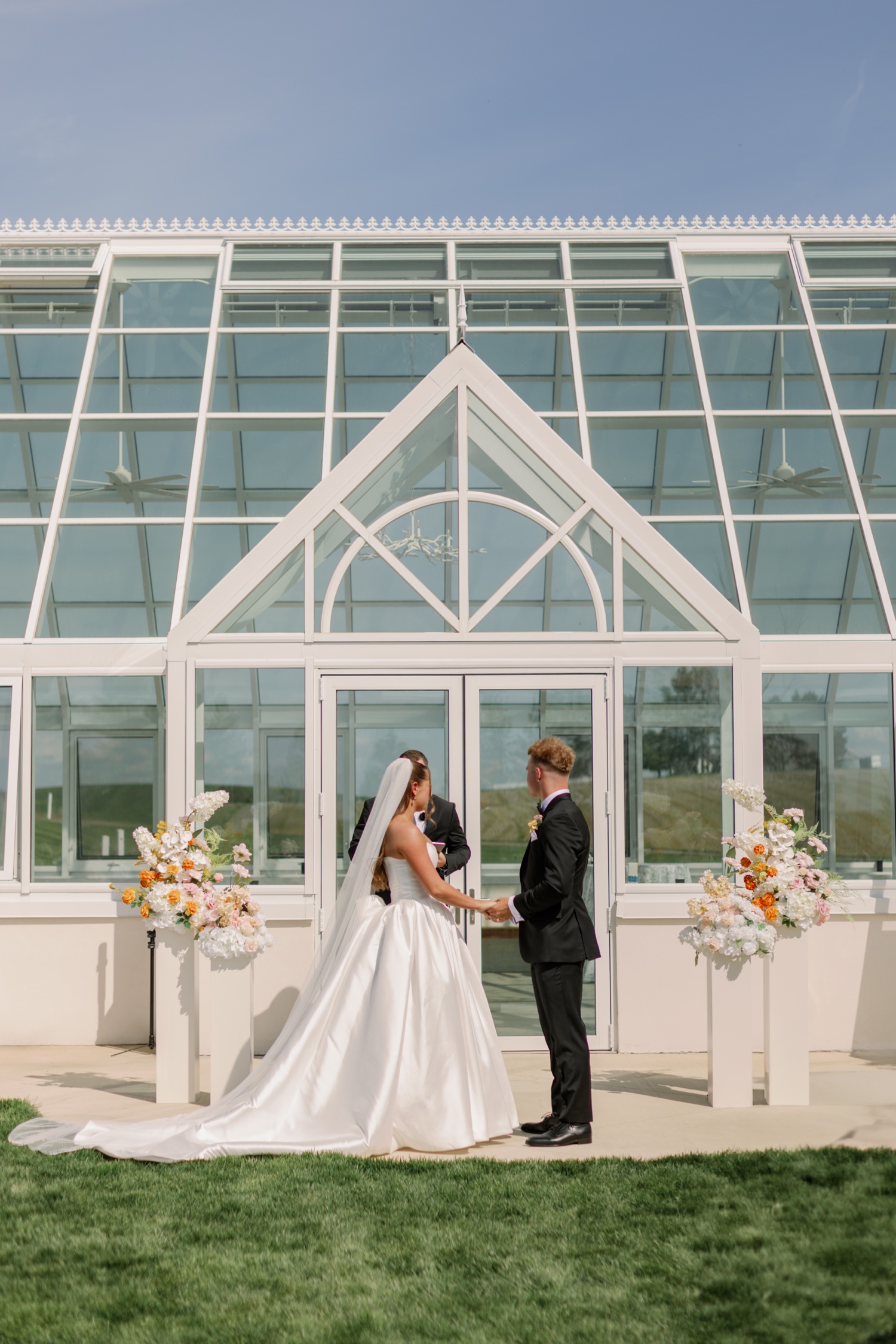 Summer wedding couple portrait at The Greenhouse on Harvard